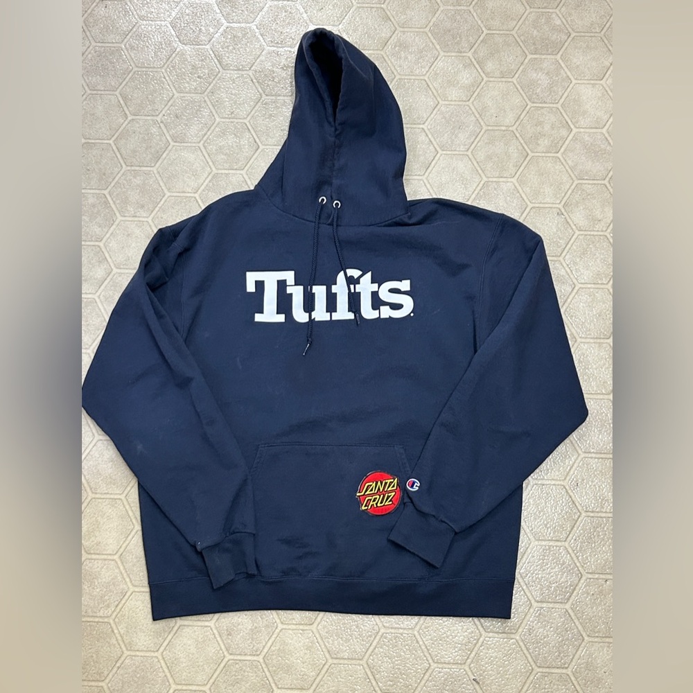 Men’s XL TUFTS Santa Cruz Champion 50/50 Cotton/Poly Pocket Hoodie Sweatshirt
